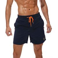 JustSun Mens Swim Shorts with Zip Pockets Mesh Lining Quick Dry Waterproof Swim Trunks