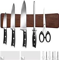 HOSHANHO Magnetic Knife Strips, Magnetic Knife Holder for Wall, Acacia Wood Knife Magnetic Strip Use as Knife Bar, Knife Holder for Kitchen Utensil Organizer, 40cm/16in