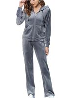 Woolicity Womens Sweatsuits Set Velour Tracksuit 2 Piece Outfits Set Zip Up Hoodies and Pants Sportswear Jogging Set