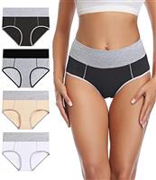 wirarpa Underwear Women High Waist Cotton Knickers Ladies Panties Full Coverage Briefs Underpants Plus Size Multipack