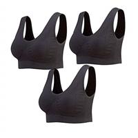 Lemef 3-Pack Seamless Sports Bra Wirefree Yoga Bra with Removable Pads for Women