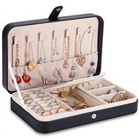 LANDICI Small Jewellery Box Organiser for Women Girls, PU Leather Travel Jewelry Storage Case, Portable Jewellery Holder Tray for Ring Earrings Necklace Bracelet, Jewelry Gift Box Kids