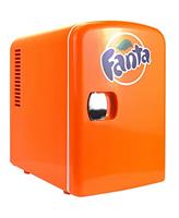 Coca Cola Fanta Mini Fridge For Bedrooms 4L Small Fridge 6 Can Table Top Fridge Quiet Mini Fridges For Skincare Food Drinks Kids Home Car & Travel 12v Portable Cooler Warmer Refrigerator, Orange