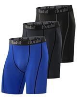 Runhit 3 Pack Compression Shorts Men Sports Underwear Base Layer Spandex Cycling Shorts Mens for Running Workout Gym Rugby Yoga Boxing