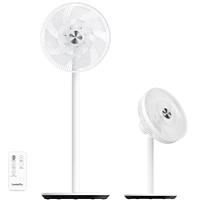 LeaderPro 2in1 DC Fans Standing 3D Oscillating Pedestal Fan with Remote Control|Height Adjustable Desk Fan|8 Speed Turbo|Air Circulation|12.8dB Quiet for Bedroom|25W Energy Saving,White