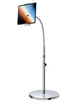 Lamicall Tablet Floor Stand, Tablet Holder - Gooseneck Tablet Mount with Adjustable Height & 4.8kg Stable Base, for iPad Pro 12.9, 10.5, 9.7, iPad Air mini 2 3 4 5 6, Switch, 4.7"-13" Tablets - Silver