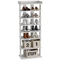 HOME BI 4-Tier Wooden Shoe Rack, Rustic Style, Vertical Shoe Storage, Perfect for Narrow Closet, Entryway, Hallway, Bedroom