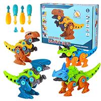 Lekebaby Take Apart Dinosaur, 4-Pack DIY Dinosaur Toys with Drills, Easter Dinosaur Gifts for Boys Girls 3 4 5 Years Old and Up