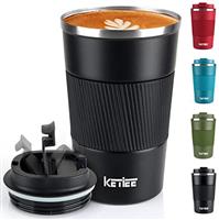 KETIEE Coffee Cup Travel Mugs, 380ml Insulated Coffee Mug with Leakproof Lid Reusable Coffee Cups Travel Cup,Coffee Travel Mug,Double Walled Coffee Mug,Stainless Steel thermaol Mug for Hot Cold Drinks