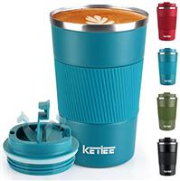 KETIEE Coffee Cup Travel Mugs, 380ml Insulated Coffee Mug with Leakproof Lid Reusable Coffee Cups Travel Cup,Coffee Travel Mug,Double Walled Coffee Mug,Stainless Steel thermaol Mug for Hot Cold Drinks