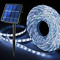 Outdoor Solar LED Strip Lights, Solar Powered Flexible Waterproof Rope Lights, 8 Modes 180 LED Lights Strip for Garden Porch Gazebo Pathway Home Patio Umbrella House Eaves Decor