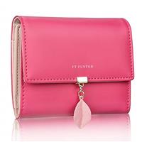 FT FUNTOR PU Leather Wallet with Leaf Pendant Purse for women