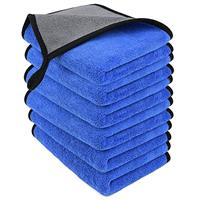 URAQT Microfibre Cleaning Cloths, 6 Pack Car Cleaning Cloths, Two-layer Thickened Microfibre Towels, Lint Free Super Absorbent Cleaning Towel for Household and Car Washing, Drying, Detailing, 40x30cm