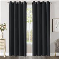 CUCRAF Black Blackout Curtains Eyelet Thermal Insulated Blac