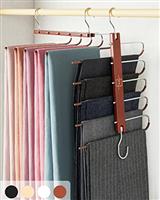 MORALVE Trousers Hangers Space Saving - European Beechwood Scarf and Jeans Hangers - Wardrobe Organiser and Space Saver Trouser Rack, Leggings Hanger, and Scarf Holder with 360 Swivel Hook