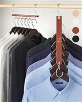 MORALVE Space-Saving Hangers for Wardrobe 4 Pack European Beechwood Shirt Organiser with 360 Swivel Hook Collapsible Clothes Hangers for Space Saving and Wardrobe Organisation