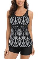 AOQUSSQOA Women Floral Halter Tankini Set with Shorts High Waist Sporty Swimsuit Bikini