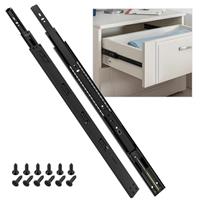 SHUHANG Full Extension Drawer Runners Slides 250mm 3 Folds Black Metal Steel Kitchen Ball Bearing Slides Rails Guide Track Side Mount Heavy Duty Load Capacity 45 kg, 1 Pair5445