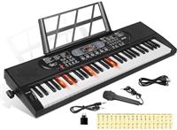 Hricane 61 Keys Piano Keyboard with Microphone Piano Note Sticker Power Supply Music Stand Electronic Digital Keyboard Gift for Beginners Boys Girls Lovers Girlfriend Friends