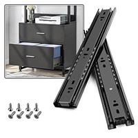 SHUHANG Full Extension Drawer Runners Slides 250mm 3 Folds Black Metal Steel Kitchen Ball Bearing Slides Rails Guide Track Side Mount Heavy Duty Load Capacity 45 kg, 1 Pair5445