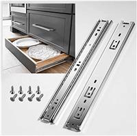 SHUHANG Full Extension Drawer Runners Slides 250mm 3 Folds Black Metal Steel Kitchen Ball Bearing Slides Rails Guide Track Side Mount Heavy Duty Load Capacity 45 kg, 1 Pair5445