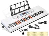 Hricane 61 Keys Piano Keyboard with Microphone Piano Note Sticker Power Supply Music Stand Electronic Digital Keyboard Gift for Beginners Boys Girls Lovers Girlfriend Friends