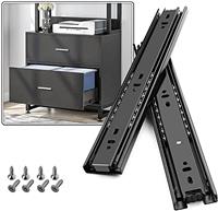 SHUHANG Full Extension Drawer Runners Slides 250mm 3 Folds Black Metal Steel Kitchen Ball Bearing Slides Rails Guide Track Side Mount Heavy Duty Load Capacity 45 kg, 1 Pair5445
