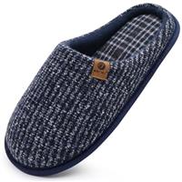 ONCAI Mens Slippers Memory Foam Slippers Slip On Warm Fluffy House Indoor/Outdoor Shoes With Anti-skid Sole