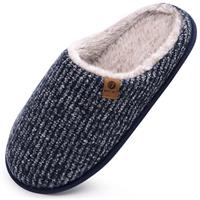 ONCAI Mens Slippers Memory Foam Slippers Slip On Warm Fluffy House Indoor/Outdoor Shoes With Anti-skid Sole