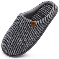 ONCAI Mens Slippers Memory Foam Slippers Slip On Warm Fluffy House Indoor/Outdoor Shoes With Anti-skid Sole