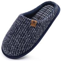 ONCAI Mens Slippers Memory Foam Slippers Slip On Warm Fluffy House Indoor/Outdoor Shoes With Anti-skid Sole