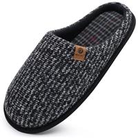 ONCAI Mens Slippers Memory Foam Slippers Slip On Warm Fluffy House Indoor/Outdoor Shoes With Anti-skid Sole