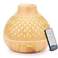 400ML Essential Oil Diffuser, Remote Control Diffusers for Essential Oils, Electric Ultrasonic Air Humidifier, Aromatherapy Diffuser with Waterless Auto-Off