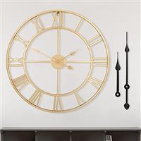 HAITANG Vintage Large Wall Clock Round Metal Silent Non-ticking Battery Operated Clocks for Living Room,Bedroom,Kitchen Decor