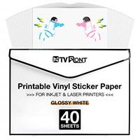 HTVRONT Printable Vinyl for Inkjet Printer & Laser Printer, 30 Pcs Glossy Sticker Paper for Prin