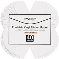 HTVRONT Printable Vinyl for Inkjet Printer & Laser Printer, 30 Pcs Glossy Sticker Paper for Prin