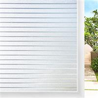 DOWELL Window Film Privacy Film for Glass Windows, Frosted Stripe Pattern Sticker Static Cling, Opaque Self Adhesive Glass Vinyl Decorative Covering Office Bathroom Home Temporary Blinds