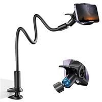 SAIJI Gooseneck Phone Holder, Flexible Lazy Arm Phone Phone for Bed with 360 Adjustable Clamp, [Upgraded leather exterior] Cell Phone Stand For All 4.7-7.0" iPhone Samsung Kindle (38")
