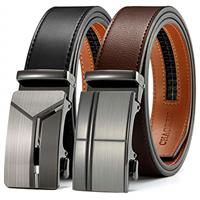 CHAOREN Leather Belts for Men 2 Pack - Ratchet Belt 1 3/8" in Gift Set Box - Micro Adjustable Belt Meet Almost Any Occasion and Outfit
