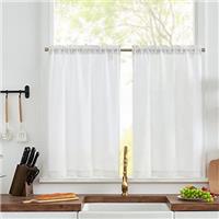 TOPICK Linen Blend Small Kitchen Curtains for Bathroom Cupboard Cabinet