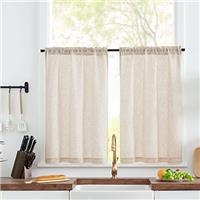 TOPICK Linen Blend Small Kitchen Curtains for Bathroom Cupboard Cabinet