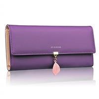 FT FUNTOR PU Leather Wallet with Leaf Pendant Purse for women