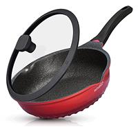 INTIGNIS Deep Non-Stick Frying Pan with Lid 3-in-1 Saut Pan, Skillet & Mini Wok GREBLON Ceramic Coating | Induction Hob Safe | Stainless Steel Base |PTFE & PFOA Free