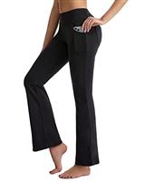 CAMBIVO Ladies Stretch Bootleg Trousers, Bootcut Yoga Pants for Women, Comfy Soft Flared Leggings with Pockets and Elasticated Waist for Sports, Casual Wear