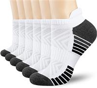 TMANI Trainer Socks Cushioned Ankle Performance Anti-Blister Sport Socks for Men Women Breathable Cotton Running Walking(6 Pairs)