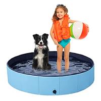 Jsdoin Foldable Dog Pool, Portable Dog Paddling Pool, Pet Kids Bath Pool Swimming Pool, Non-Slip PVC