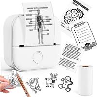 Memoking Mini Sticker Printer - T02 Portable Printer, Thermal Photo Printer Machine for Study, Notes, Pictures, Photos, Journals, Compatible with Phone & Tablet