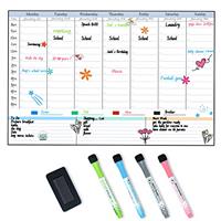 POPRUN Magnetic Calendar Weekly Planner Whiteboard for Fridge, A3 Family Schedule Planner with Time Slots, Reusable Dry Erase Board, Meal Planner Board Monday to Sunday, Chore Chart, Fridge Organisers