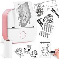 Memoking Mini Sticker Printer - T02 Portable Printer, Thermal Photo Printer Machine for Study, Notes, Pictures, Photos, Journals, Compatible with Phone & Tablet