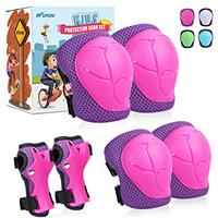 KUYOU Kids Knee Pads with Gift Box,6 in 1 Protective Gear Set with Elbow Pads,Wrist Guard for Cycling Skateboard Roller Skating Scooter Bike BMX Ski Sports Boys Girls